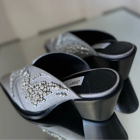 New JIMMY CHOO Cece Mule II 60 Silver Glitter Crystal Mules $2,995 37 - Picture 14 of 15